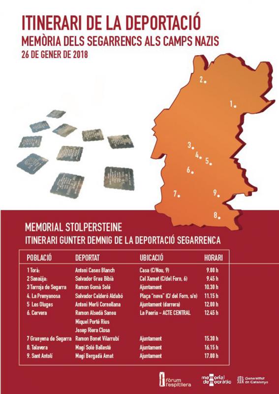 Programa de l'Itinerari de la deportació del 26 de gener. Memòria dels segarrencs als camps nazis - 
