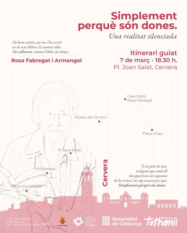 cartell Itinerari guiat 'Simplement perquè són dones' - Cervera