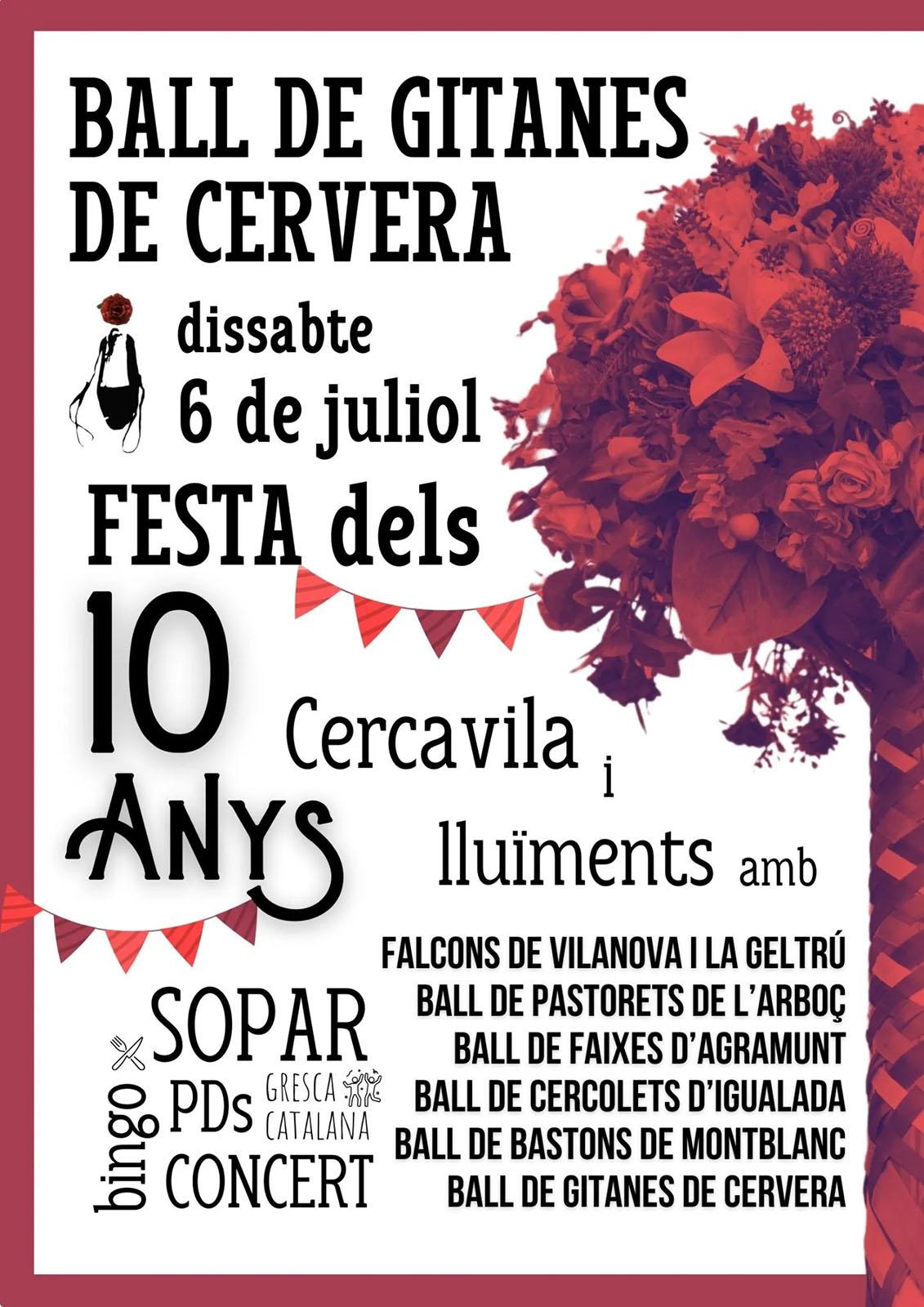 cartell Festa 10 anys del Ball de Gitanes de Cervera