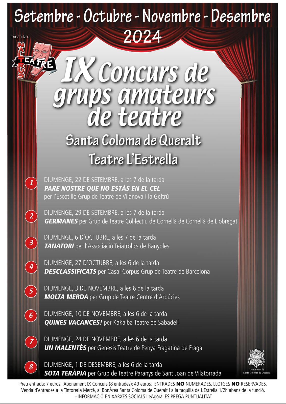 cartell IX Concurs de teatre 'Pare nostre que no estàs en el cel'