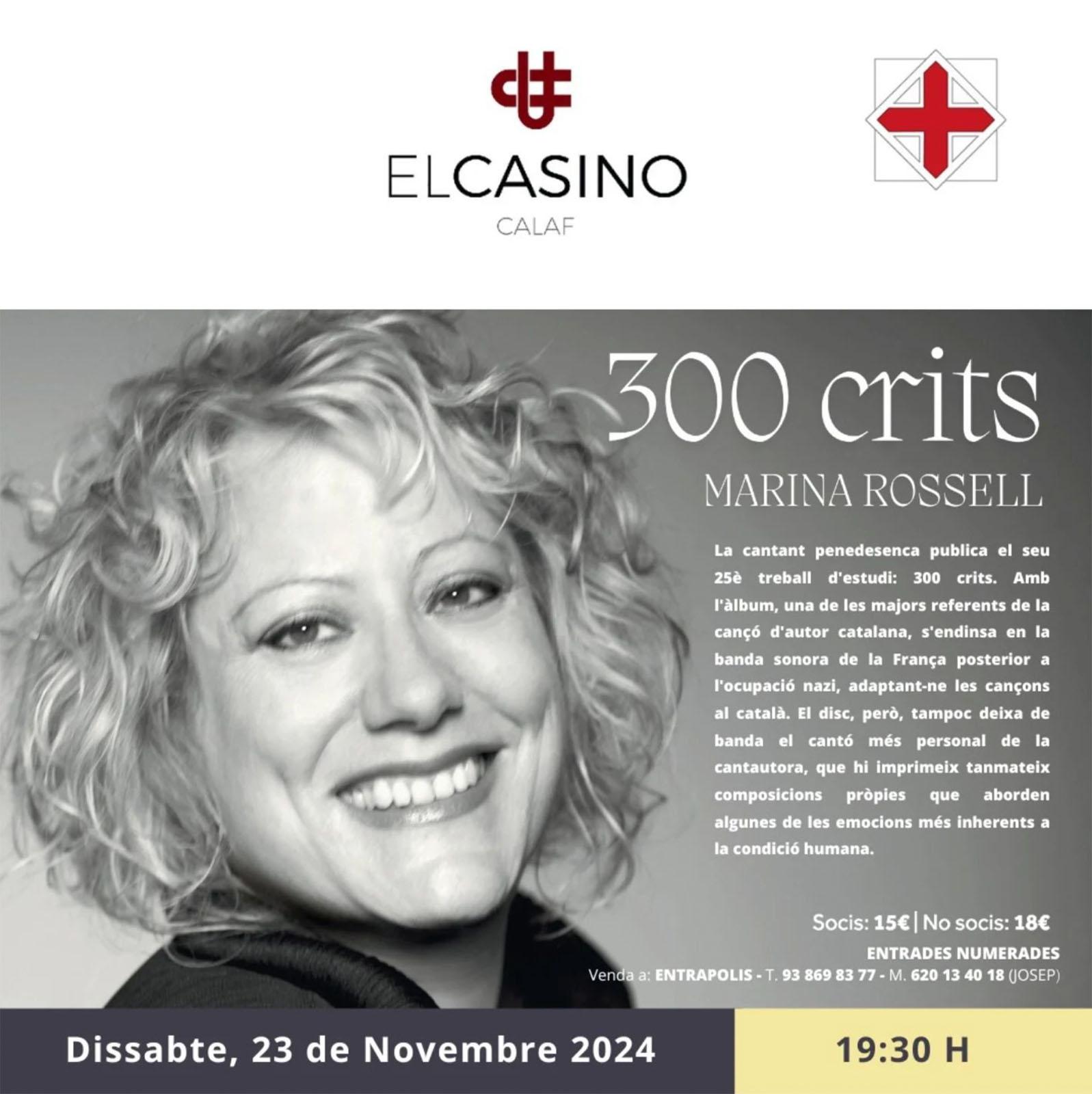 cartell Concert '300 crits' de Marina Rossell