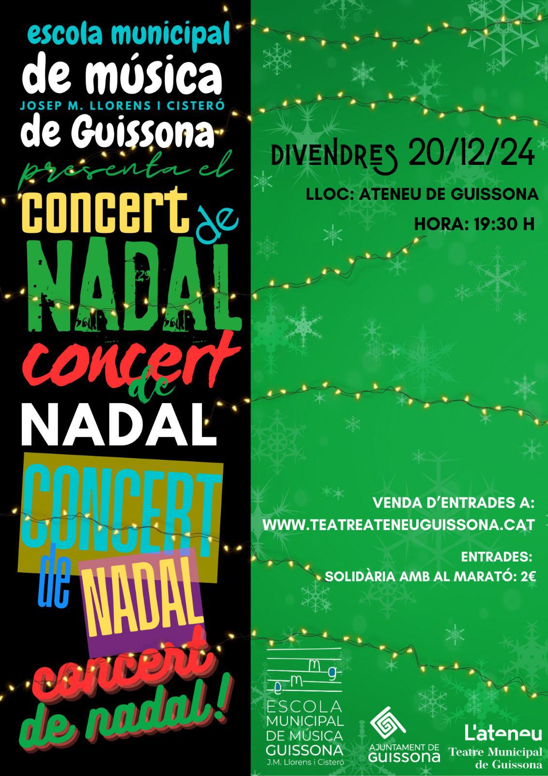 cartell Concert de Nadal de l'Escola de Música Municipal de Guissona