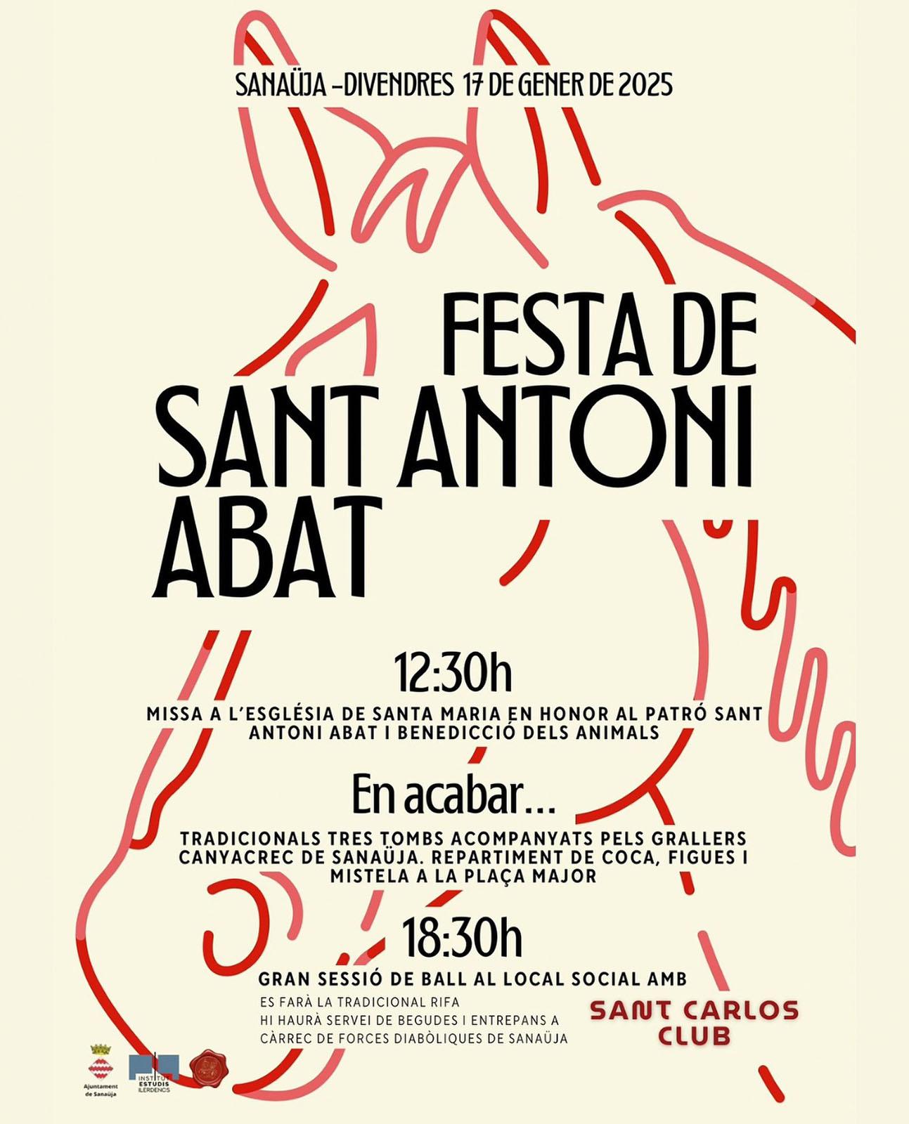 cartell Festa de Sant Antoni Abat 2025 a Sanaüja