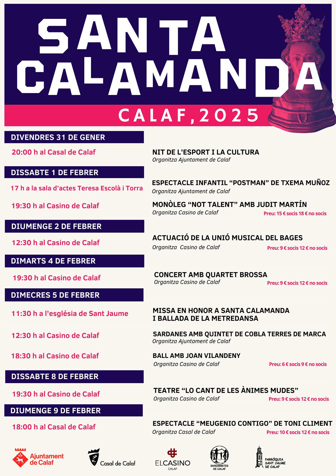 cartell Festa Major de Santa Calamanda 2025