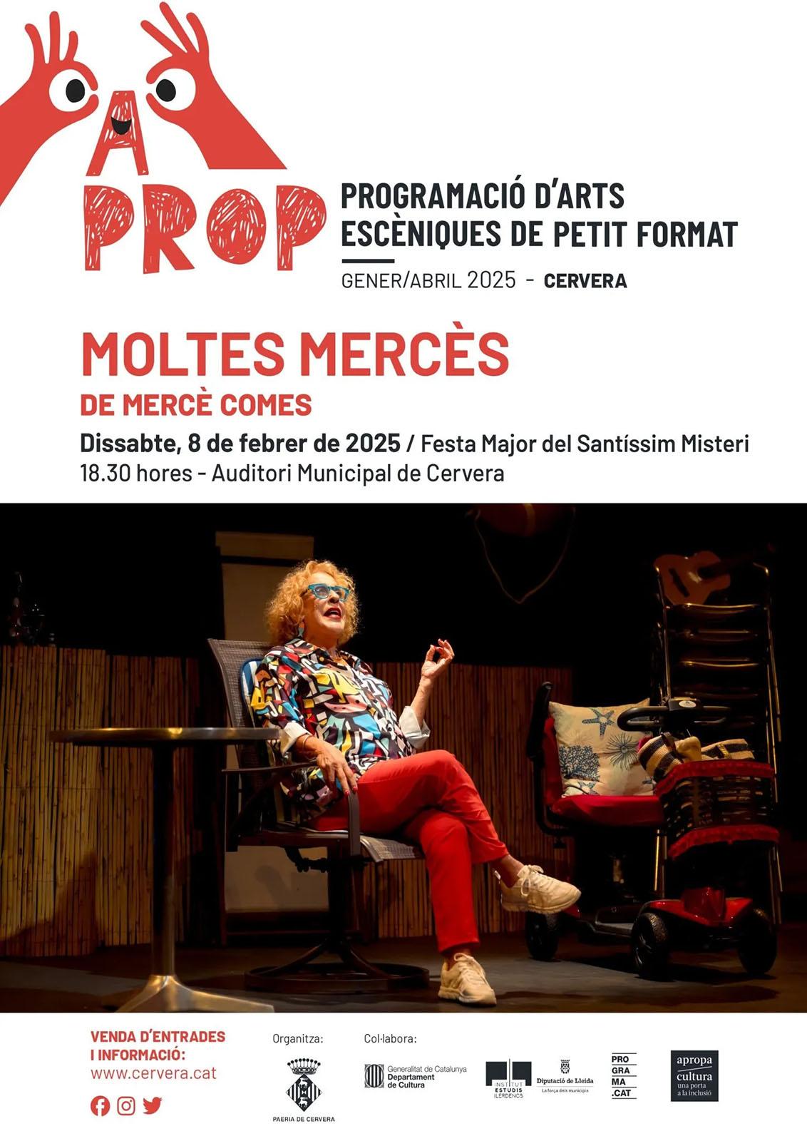 cartell Representació de 'Moltes mercès', amb Mercè Comes